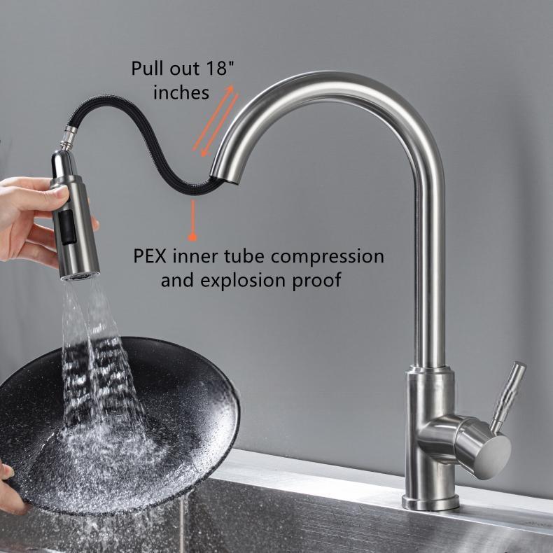 Pull-Down Single-Handle Kitchen Faucet with Sprayer 3 Modes