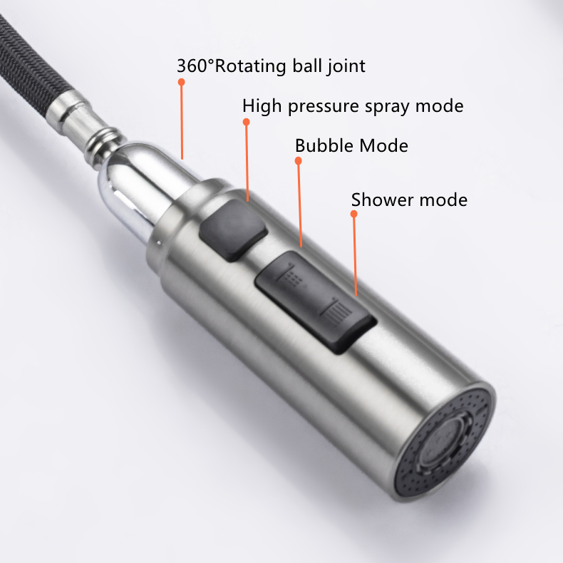 Pull-Down Single-Handle Kitchen Faucet with Sprayer 3 Modes