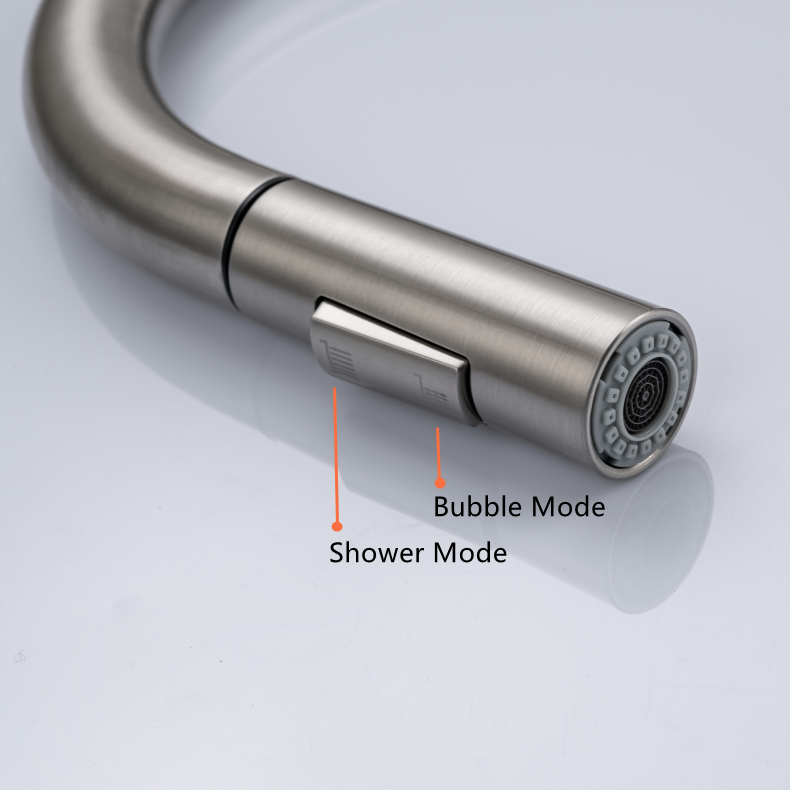 High-Arc Pull-Out Dual Spray Kitchen Faucet in Stainless Steel