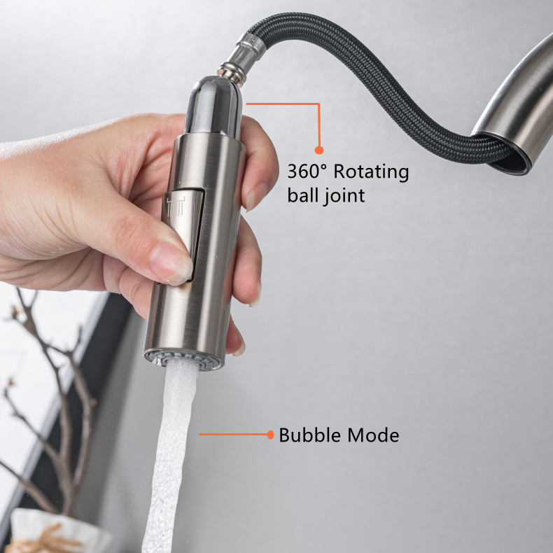 High-Arc Pull-Out Dual Spray Kitchen Faucet in Stainless Steel