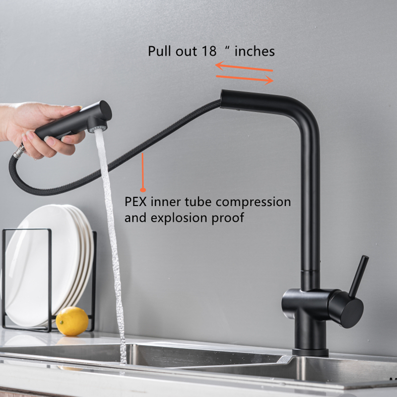 Commercial Style Pull-Out Kitchen Faucet with Dual Function Sprayer