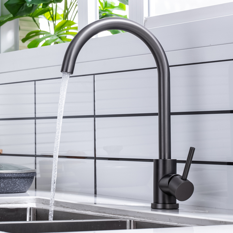 Modern Single Handle Kitchen Faucet with High Arc Spout