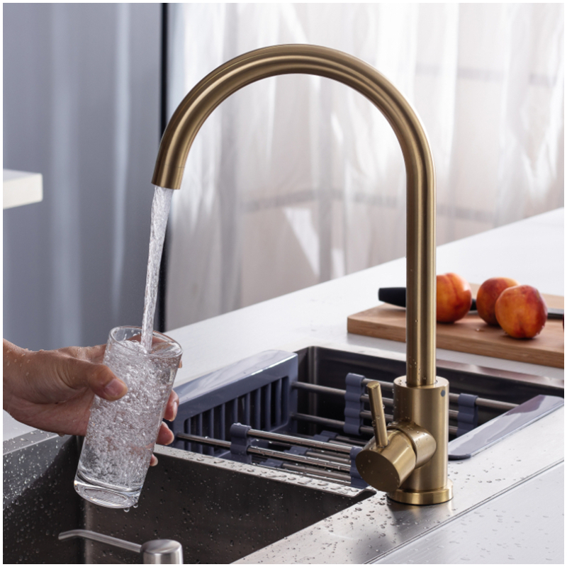 Modern Single Handle Kitchen Faucet with High Arc Spout