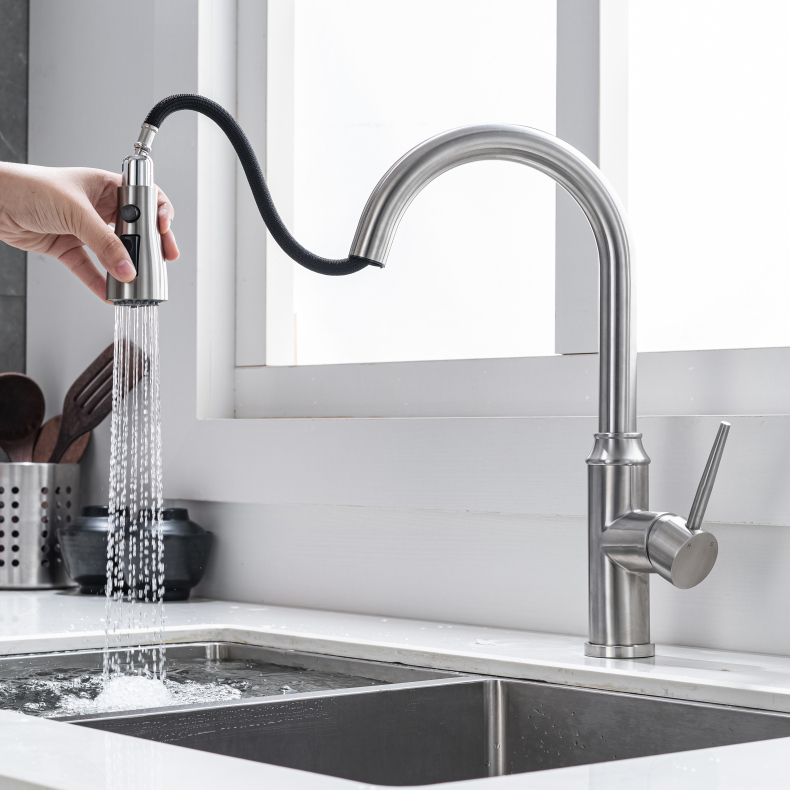 High-Arc Kitchen Faucet with Pot Filler and Pull-Down Sprayer