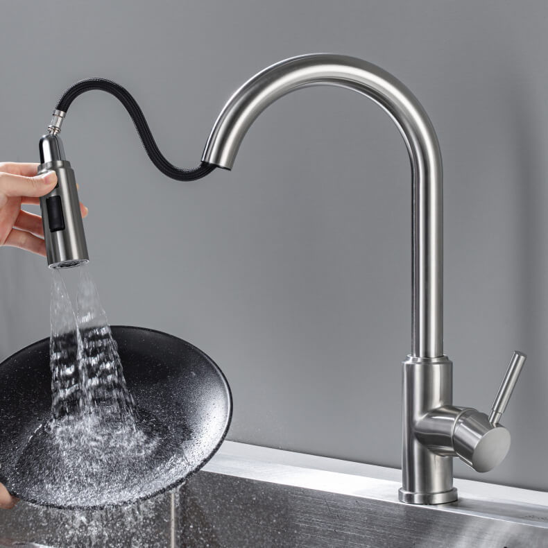 Pull-Down Single-Handle Kitchen Faucet with Sprayer 3 Modes