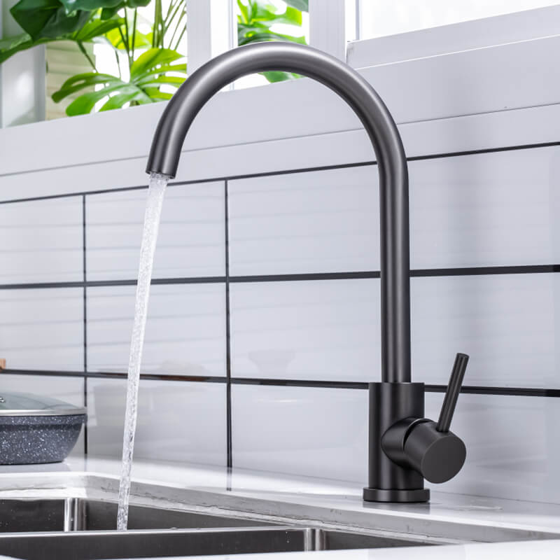 Modern Single Handle Kitchen Faucet with High Arc Spout